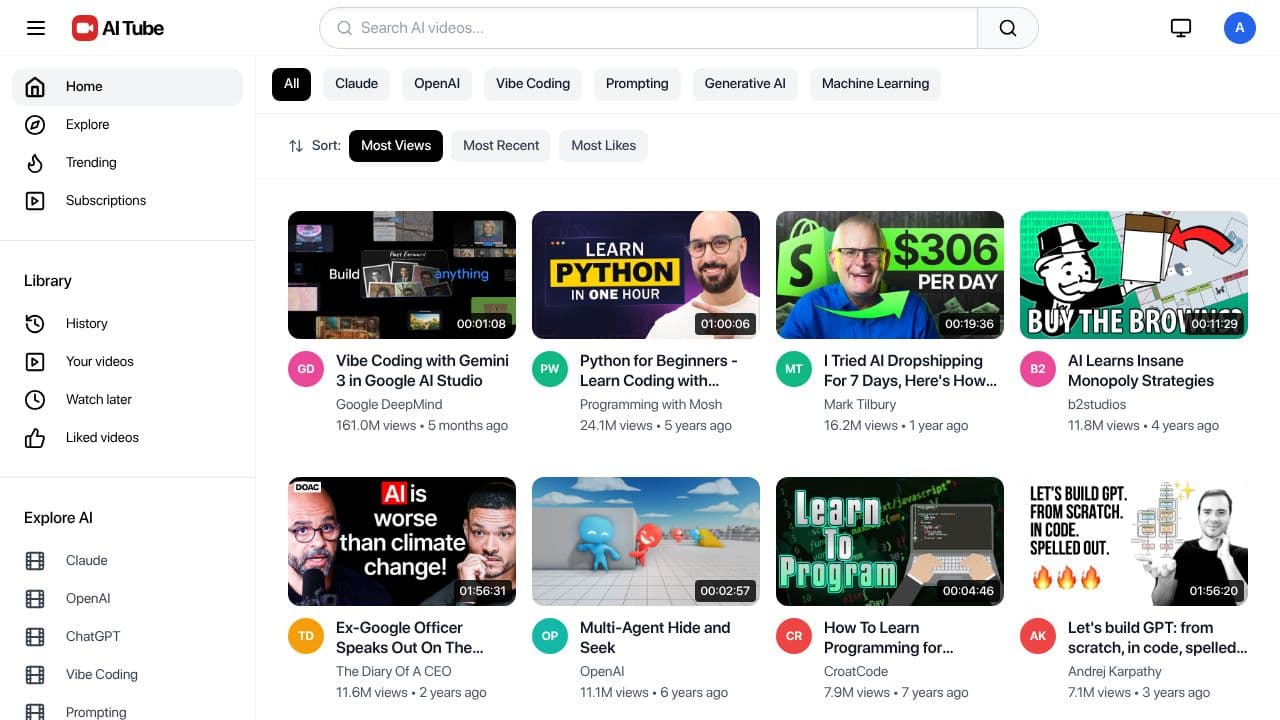 YouTube AI Directory v1